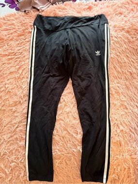 adidas Black Leggings with White Triple Stripes